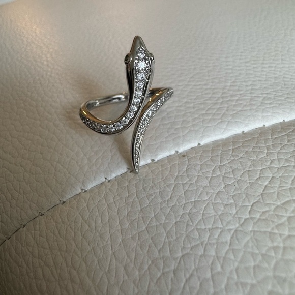 Snake Ring Silver and Diamond CZ Adjustable New - Picture 3 of 5